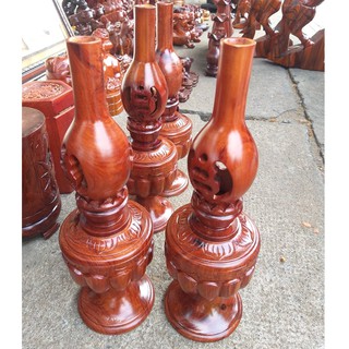 Cặp đèn dầu gỗ hương - Kích thước: 20cm-30cm-40cm-50cm