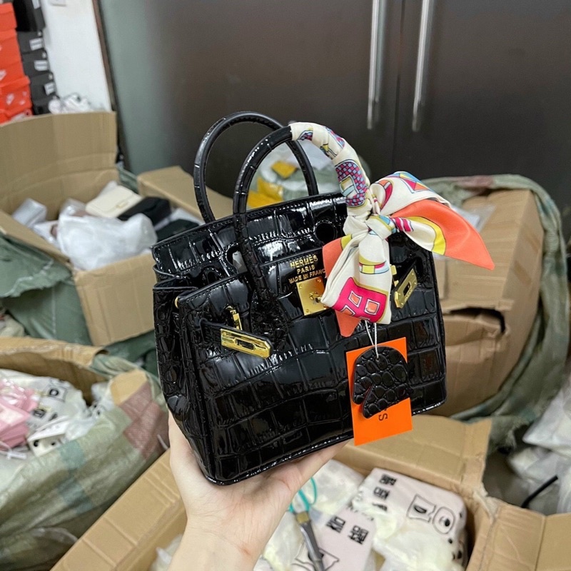 TÚI HM BIRKIN DA BÓNG KÍNH VÂN (Hàng Sup chuẩn loại 1)