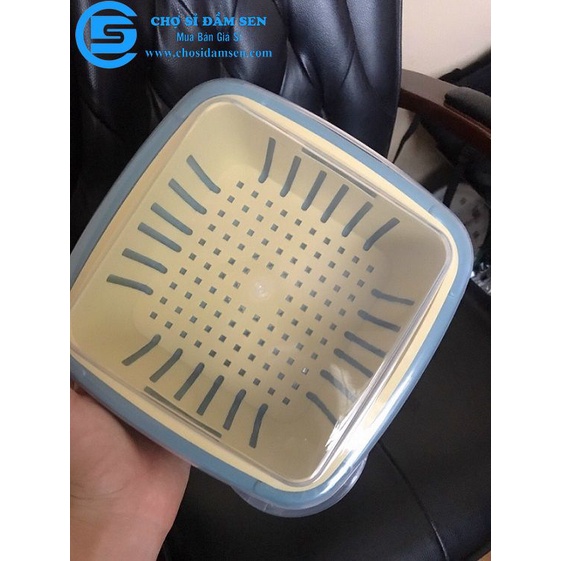 Bộ thau rổ đựng thực phẩm 2 trong 1 tiện lợi, hộp thau rổ đựng trái cây có nắp đậy G278-BoThauRo