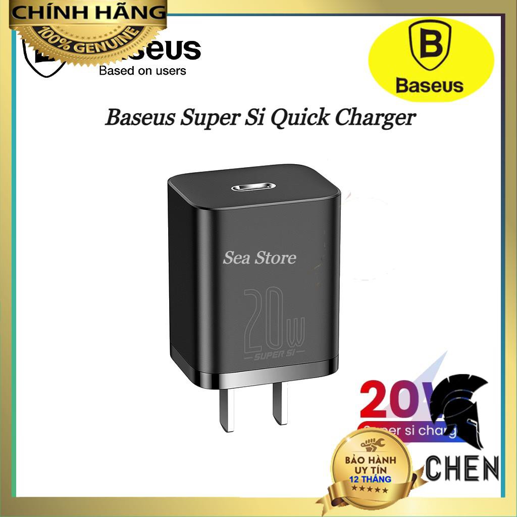 Củ Sạc PD 20W Baseus Super Si Type C - Hỗ Trợ Sạc Nhanh QC3.0 -  Kích Thước Nhỏ Gọn Cho Android / iPhone 12 Pro Max