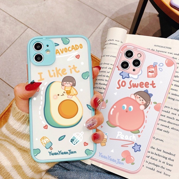 Ốp lưng iphone viền nhám Roro bé đào- bé bơ bảo vệ camera 6/6plus/7plus/8plus/x/xs/xs max/11/11promax DT05- Dino case