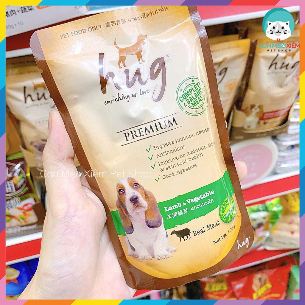 Pate cho chó Hug enriching ur love gói 120g, thức ăn ướt tăng cân mập cún cưng con lớn nhỏ Con Mèo Xiêm