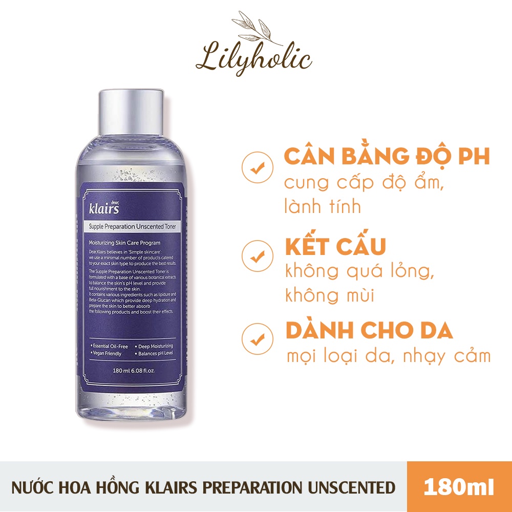 Nước Hoa Hồng Dear Klairs Supple Preparation Toner 180ml