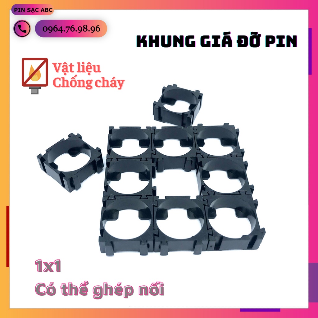 Combo 10 chiếc Khung giá đỡ pin 1*1, đế pin ghép nối và cố định cell 18650 loại 1 pin
