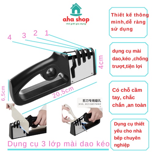 Dụng Cụ 3 lớp Mài Dao Kéo Nhà Bếp Chuyên Nghiệp Chất Liệu Hợp Kim Chống Gỉ