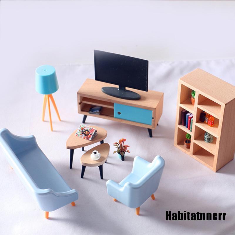 Bộ Ghế Sofa Gỗ Mini Trang Trí Nhà Búp Bê Ob11