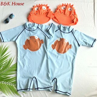 Đồ bơi bé trai liền mảnh + nón hình cá nóc