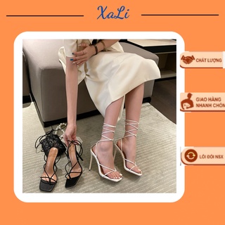 Giày Buộc Giây Nữ XALI Quai Mảnh Sandal Chiến Binh Cột Cao Quấn Quanh Cổ Chân Thời Trang Siêu Phẩm Gót Nhọn Cao 9cm