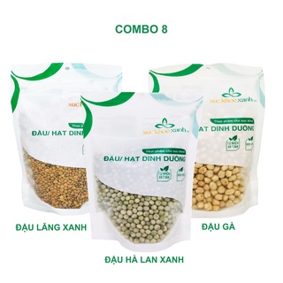 1 đậu gà + 1 đậu lăng xanh + 1 đậu hà lan xanh nguyên hạt Sức Khỏe Xanh - 500g/túi - Hàng chính hãng