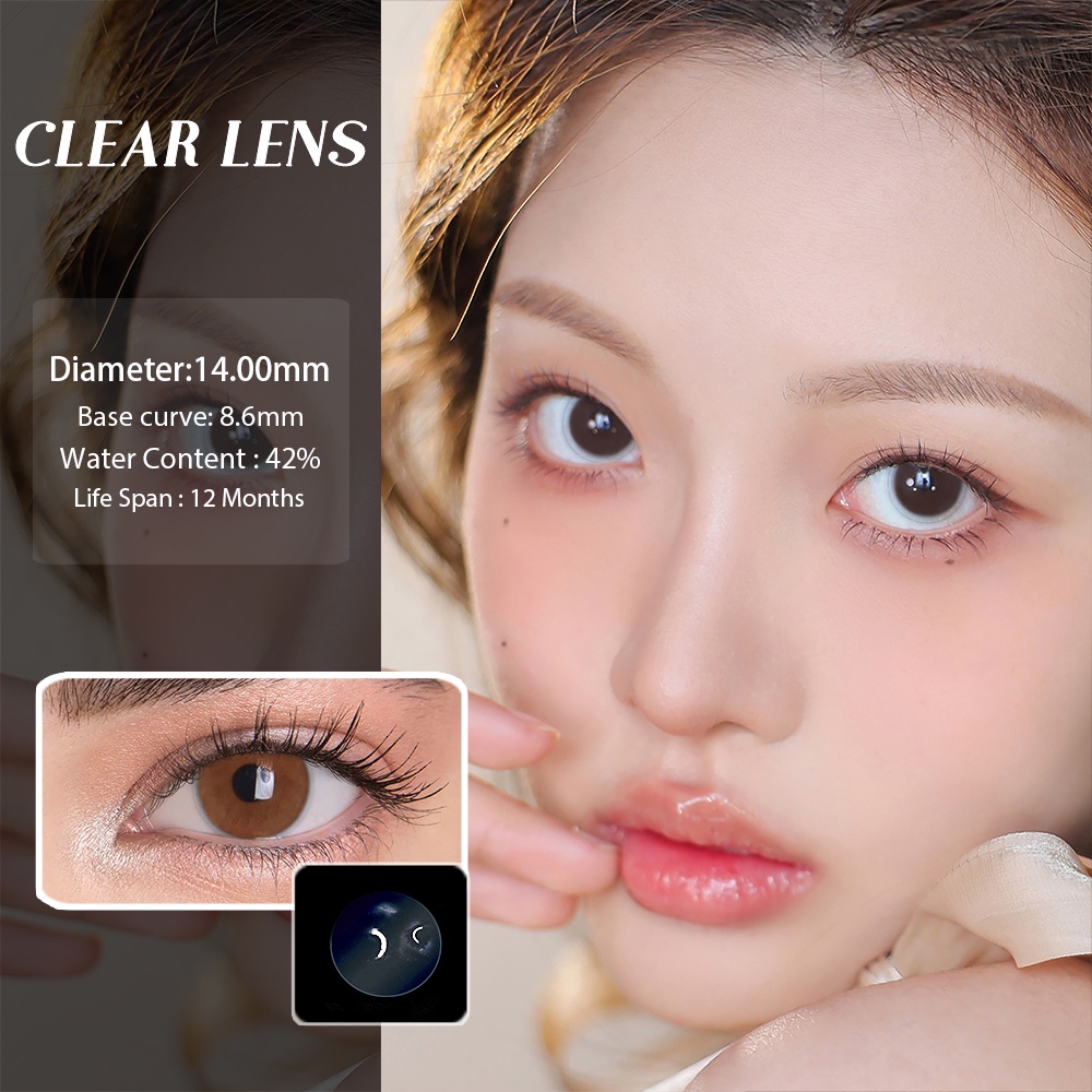 Set 2 kính áp tròng UYAAI trong suốt 14.0mm-0.50-8.00