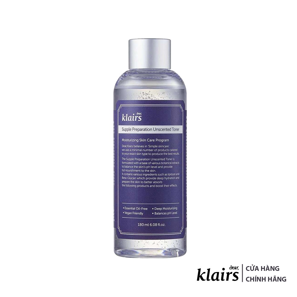 Nước Hoa Hồng Klairs Supple Preparation Unscented Toner 180mL