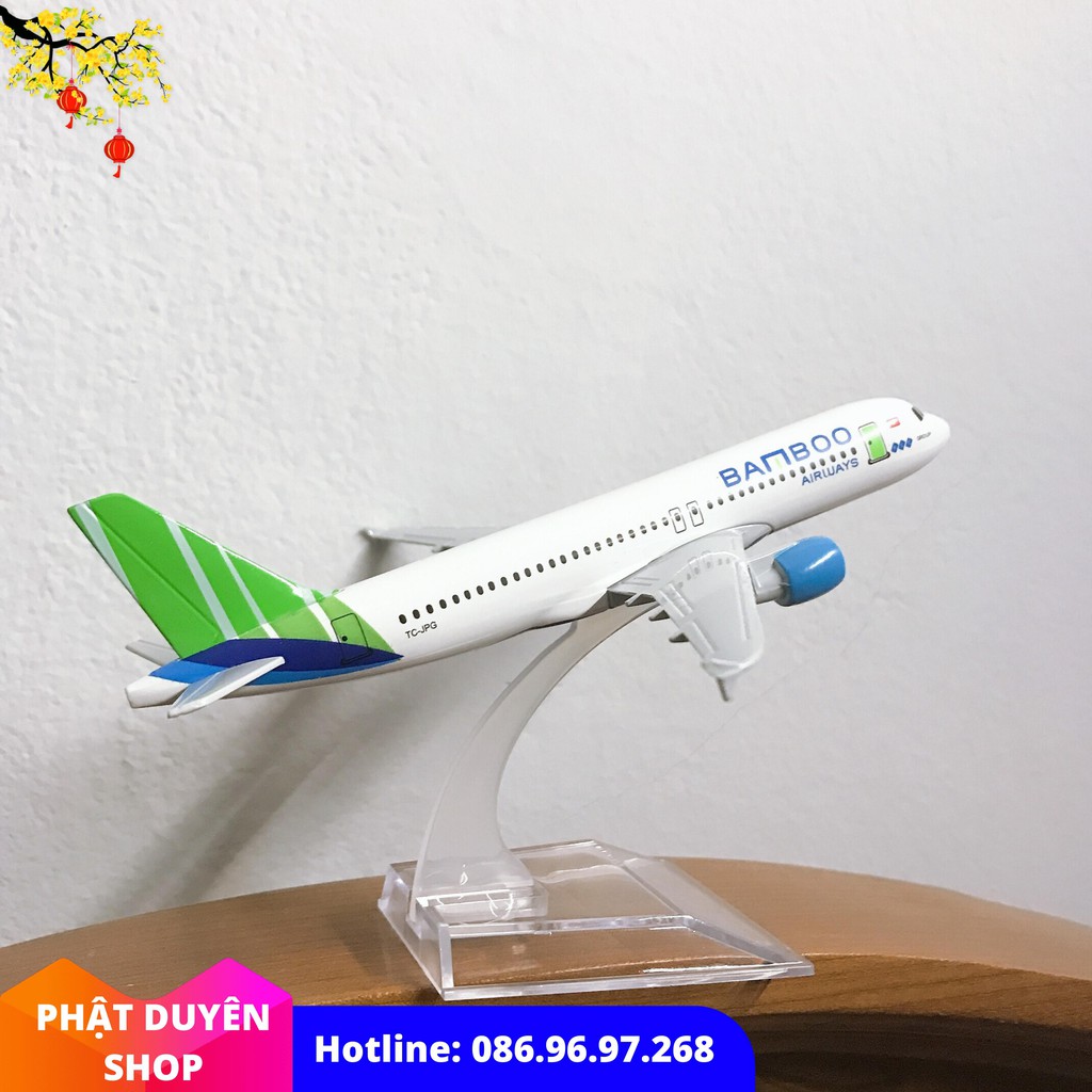 Máy bay Bamboo Airway mô hình kim loại 16cm