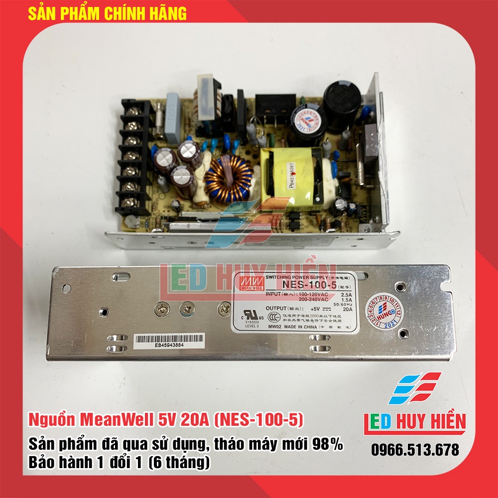 Nguồn meanwell 5v 20a (100w) tháo máy, (Nguồn Led 5V20A meanwell chính hãng đã qua sử dụng)