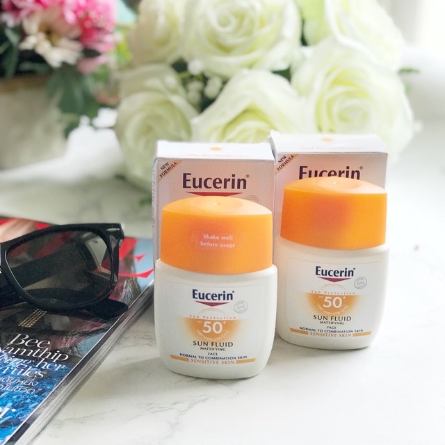 Eucerin Kem Chống Nắng Sun Fluid Mattifying Sensitive tặng Sửa Rửa Mặt Eucerin 200ml