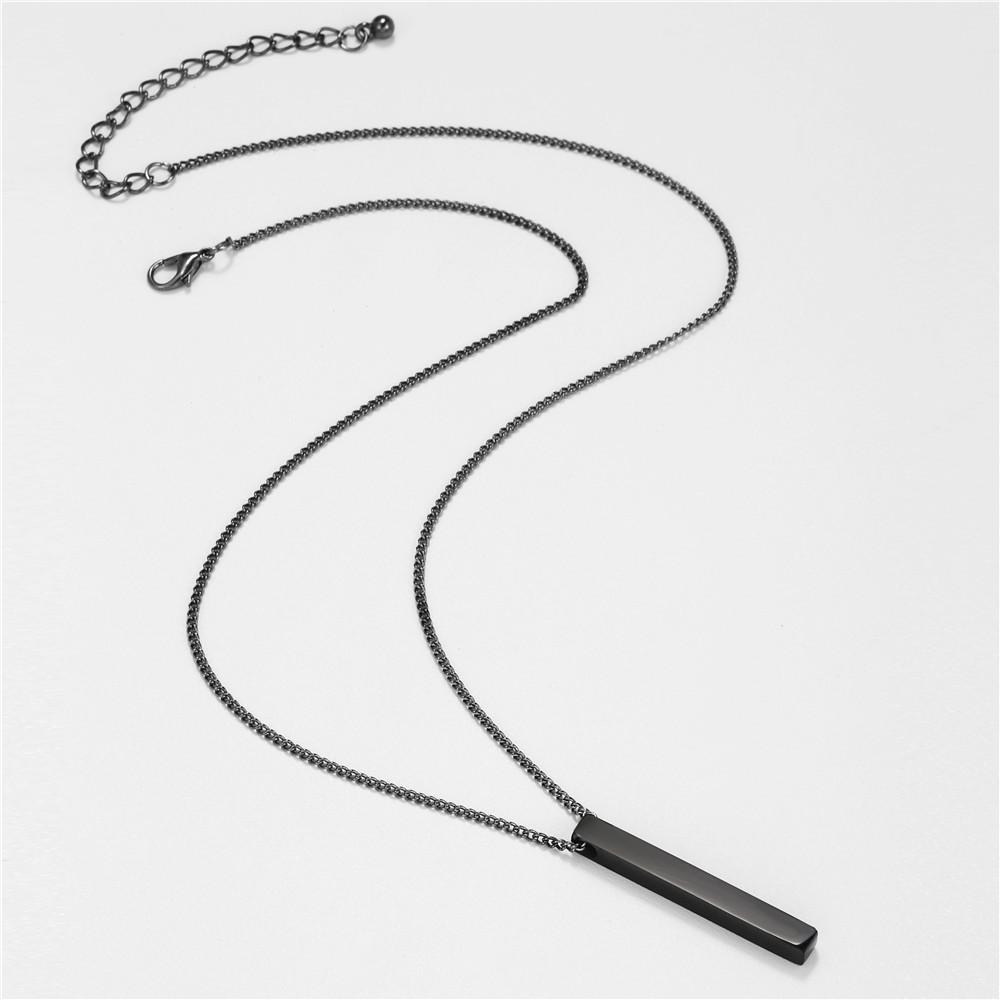 Vòng cổ Mặt Chữ Nhật In Chữ Glues Đơn Giản Hợp Thời Trang|Vòng cổ Inox Màu Đen Phong Cách Hip hop Cá Tính