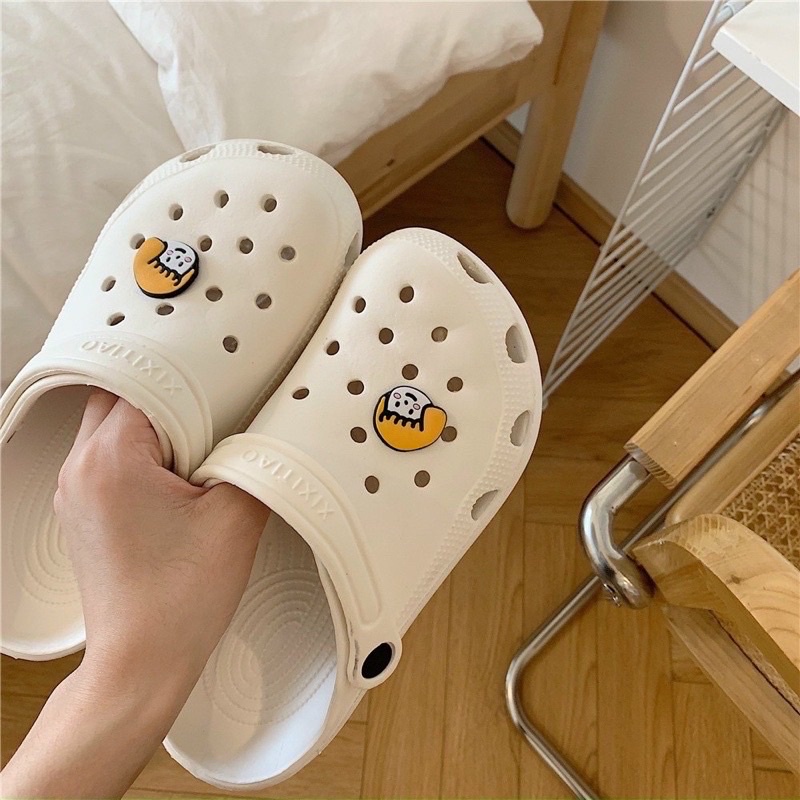 Dép Cross mặt cười unisex độn đế đi mưa tặng kèm sticker siêu kute M15