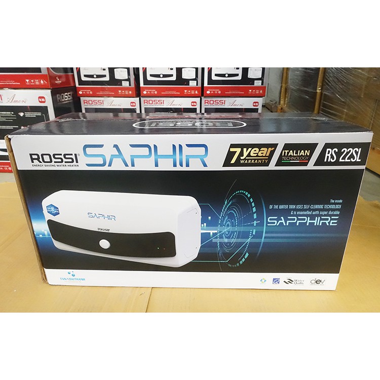 Bình nóng lạnh gián tiếp Rossi Saphir ngang RSR16/22/32SL  bảo hành 7 năm, tân á đại thành online