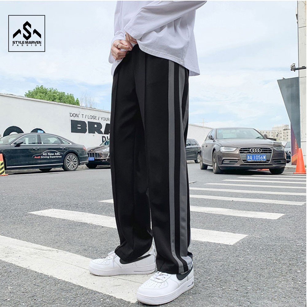 Quần culottes nam ống rộng STYLE MARVEN phối ba sọc thể thao - QUAN SM079