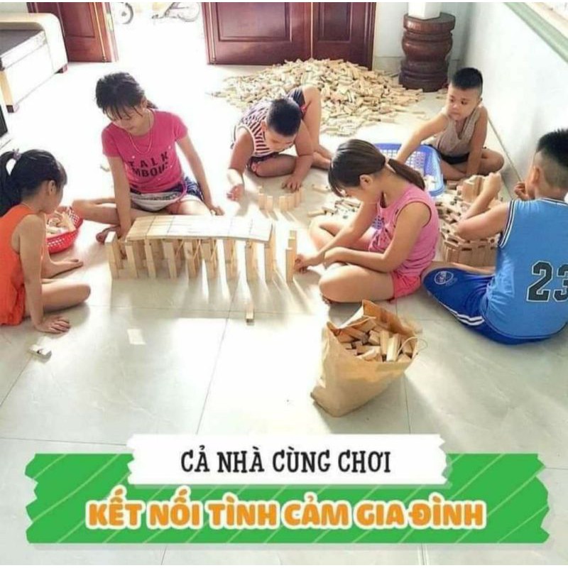 Gỗ xếp sáng tạo đô mi nô loại 1 trơn.