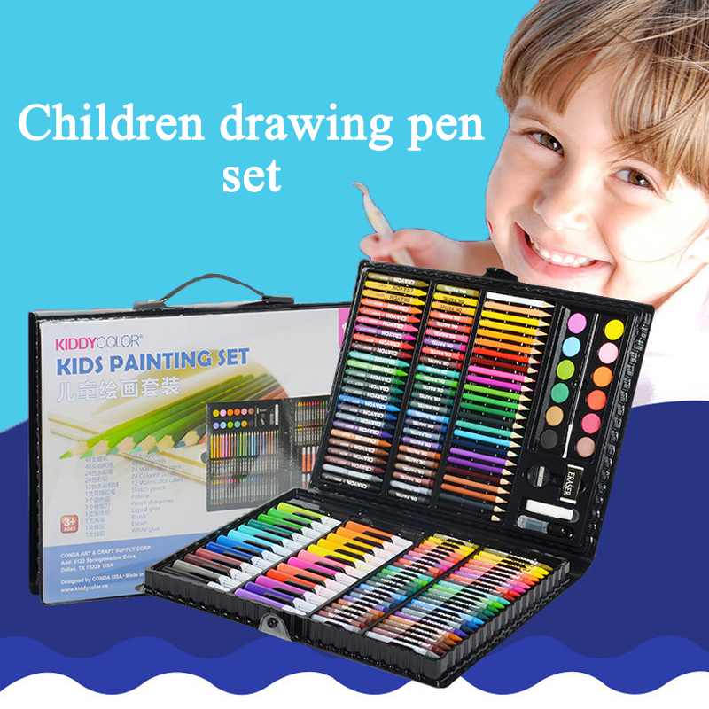 163 bút vẽ trẻ em bút màu nước bộ quà tặng học sinh bút chì màu dụng cụ nghệ thuật đóng hộp đồ dùng học tập