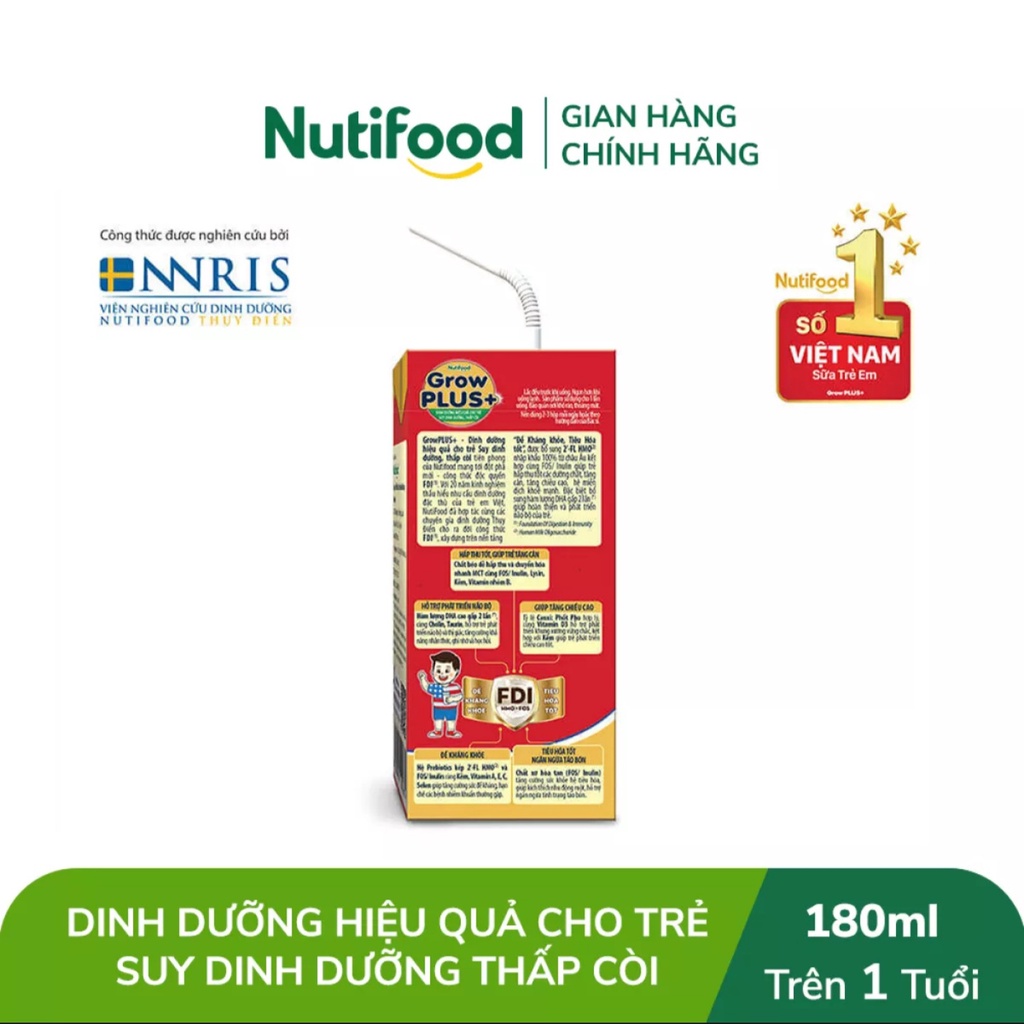 [HSD T11-2022] [Kèm Tem Trúng Thưởng] Combo 3 Thùng 144 Hộp Nutifood GROW PLUS SDD 180ml ĐỎ