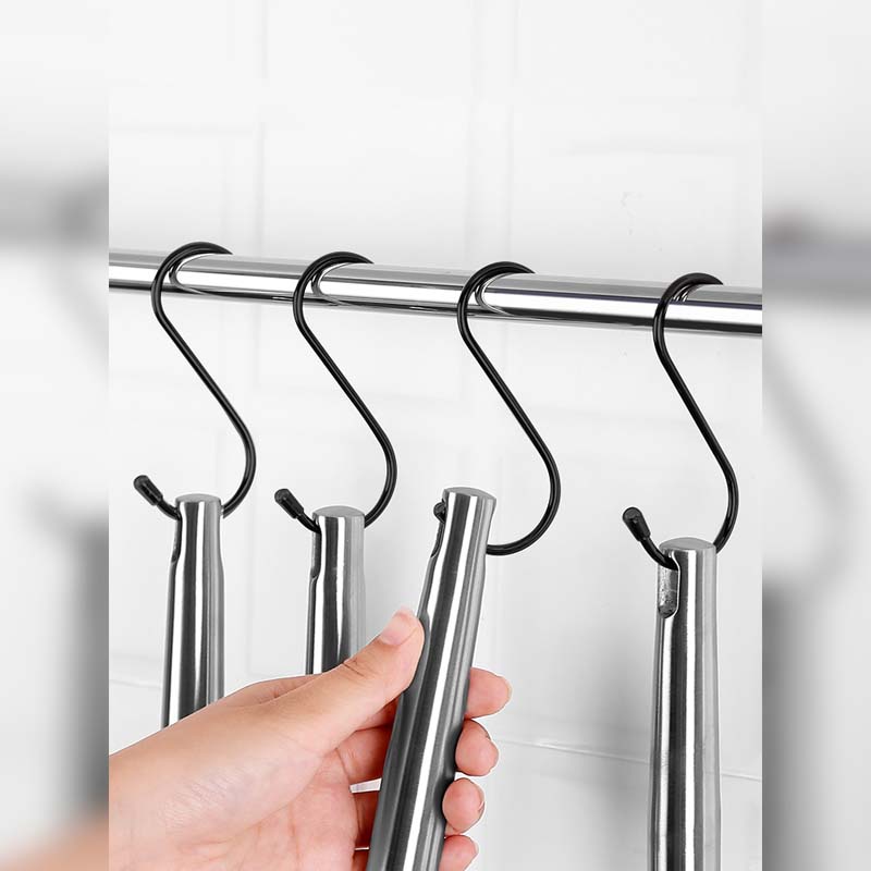 Móc treo rèm cửa bằng kim loại màu đen chống gỉ tiện dụng cho nhà tắm