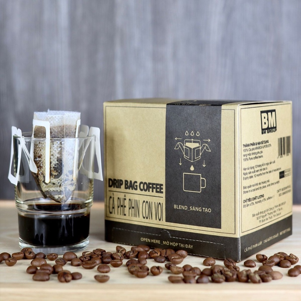 Cà Phê Phin Giấy - Hộp 10 Phin - BM SÁNG TẠO, hạt cà arabica và robusta hái chín, rang mộc, nguyên chất - BM GROUP | BigBuy360 - bigbuy360.vn