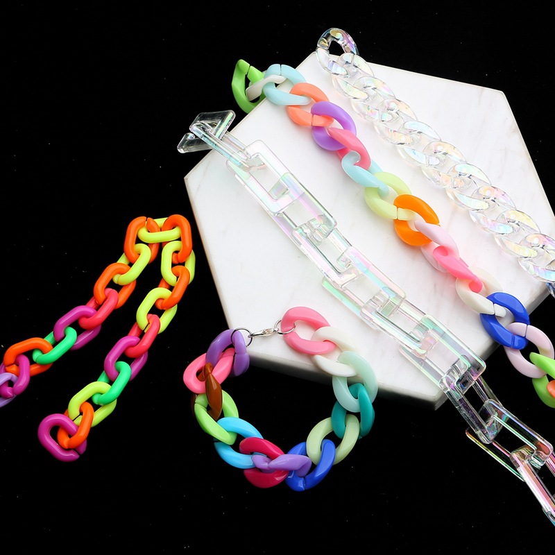 Bộ 10 Mắt Xích Acrylic Trộn Lẫn Màu Dùng Để Làm Bông Tai / Túi Xách / Phụ Kiện