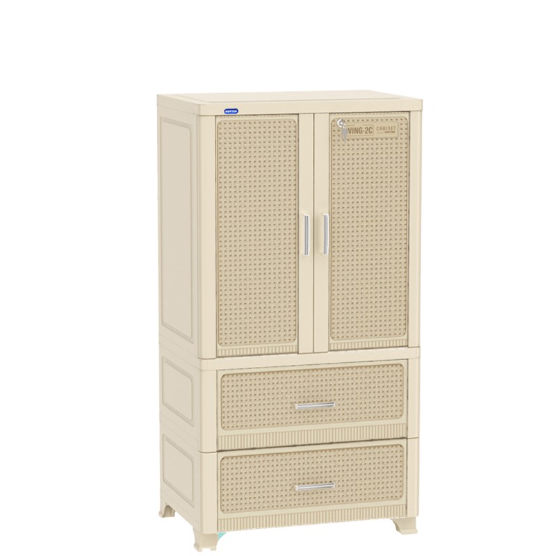 Tủ Nhựa Treo Quần Áo Duy Tân WING-2C-2N 70 X 50 X 135 Cm (Nâu)- GIAO NHANH 2H LIÊN HỆ SHOP