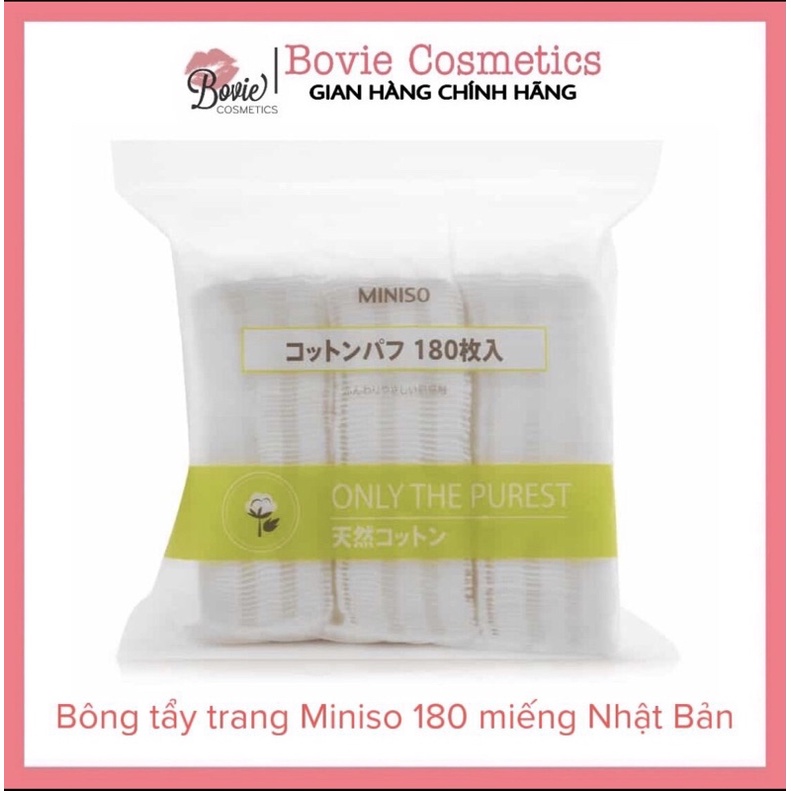 Bông tẩy trang Miniso 180 miếng Nhật Bản