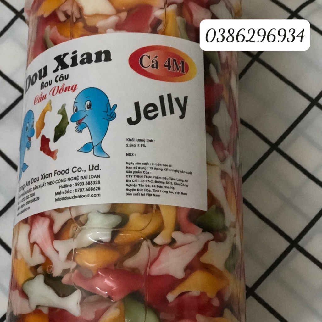 Thạch Con Cá Hàng Huy  2,5Kg | Thạch Rau Câu Con Cá Dẻo Hàng Huy Hũ 2.5kg