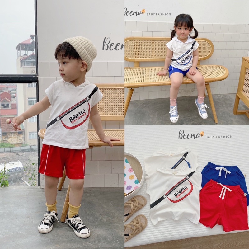 Bộ short Tank Top mũ trùm bé trai bé gái