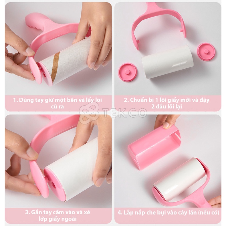 Cuộn Lõi Lăn Bụi Quần Áo, Lông Thú, Ga Giường 16cm - Lõi Dự Phòng Thay Thế 60 Tờ Sử Dụng Cho Cây Lăn Bụi 10cm