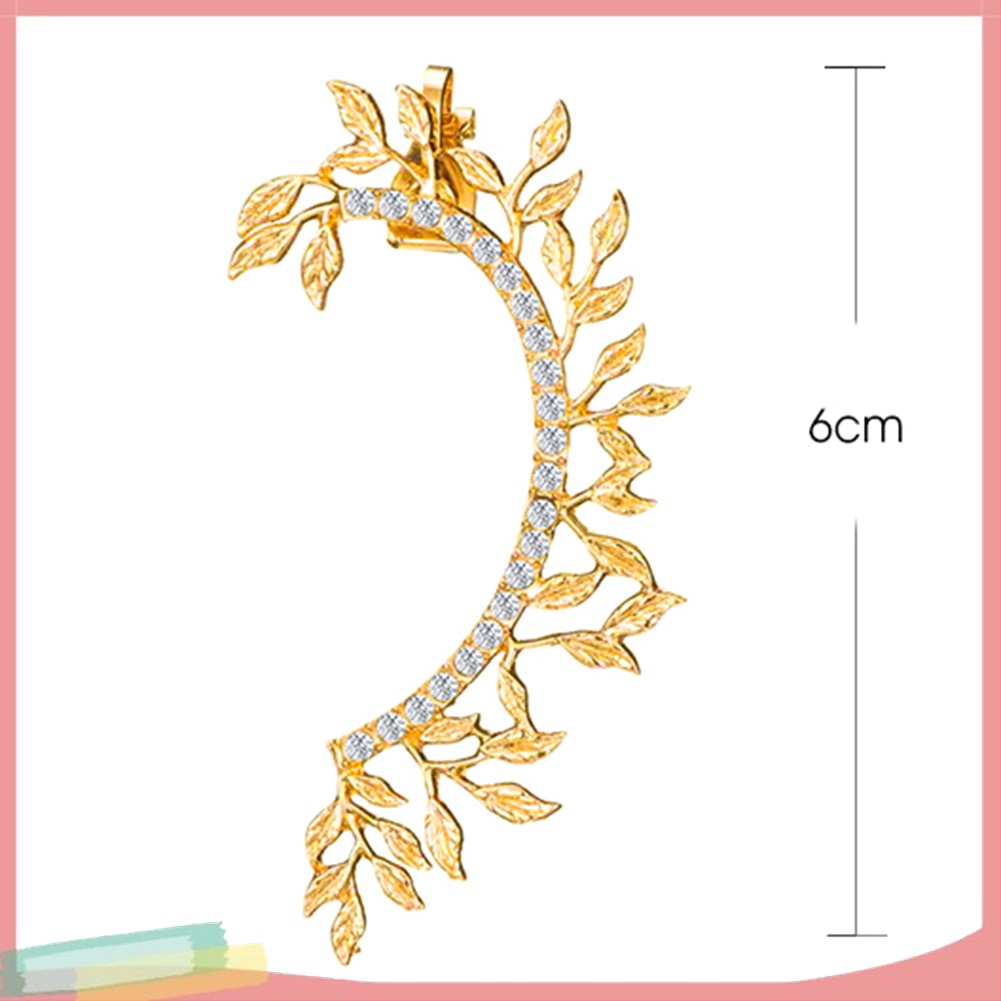 1 Khuyên Vành Tai Hình Chiếc Lá Đính Đá Phong Cách Vintage