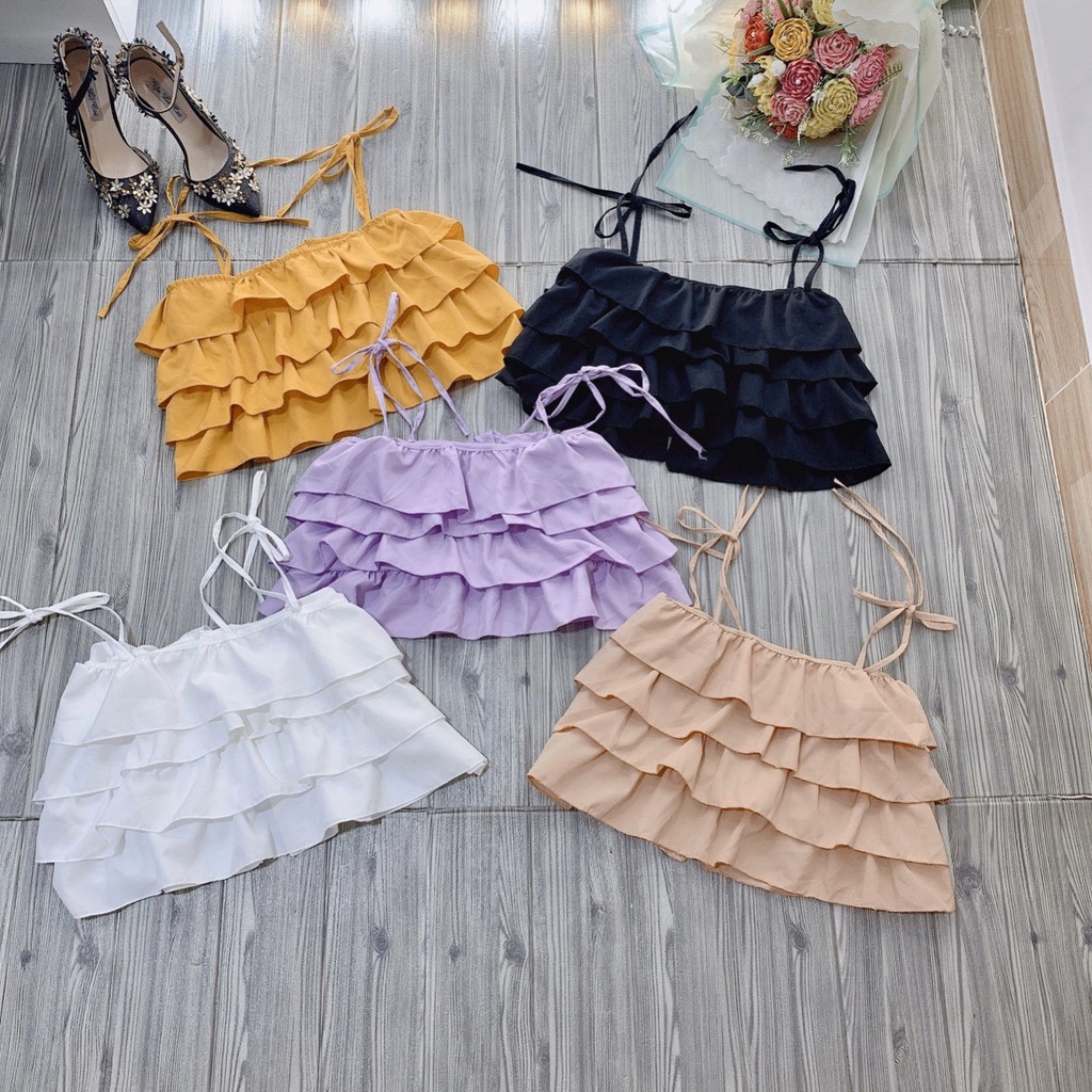 [ Mã WASTAPR giảm 10K đơn 50K] ÁO 2 DÂY 4 TẦNG BÈO - FREESIZE DƯỚI 55KG - CAROTSHOP | BigBuy360 - bigbuy360.vn