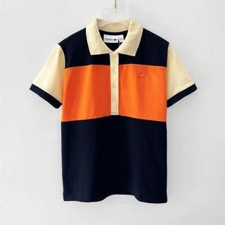 Áo polo nữ phối màu than - cam