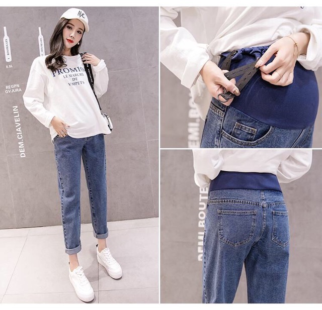 🤰quần denim dáng dài cho mẹ bầu-hàng quảng châu đẹp( sẵn hàng giao ngay )
