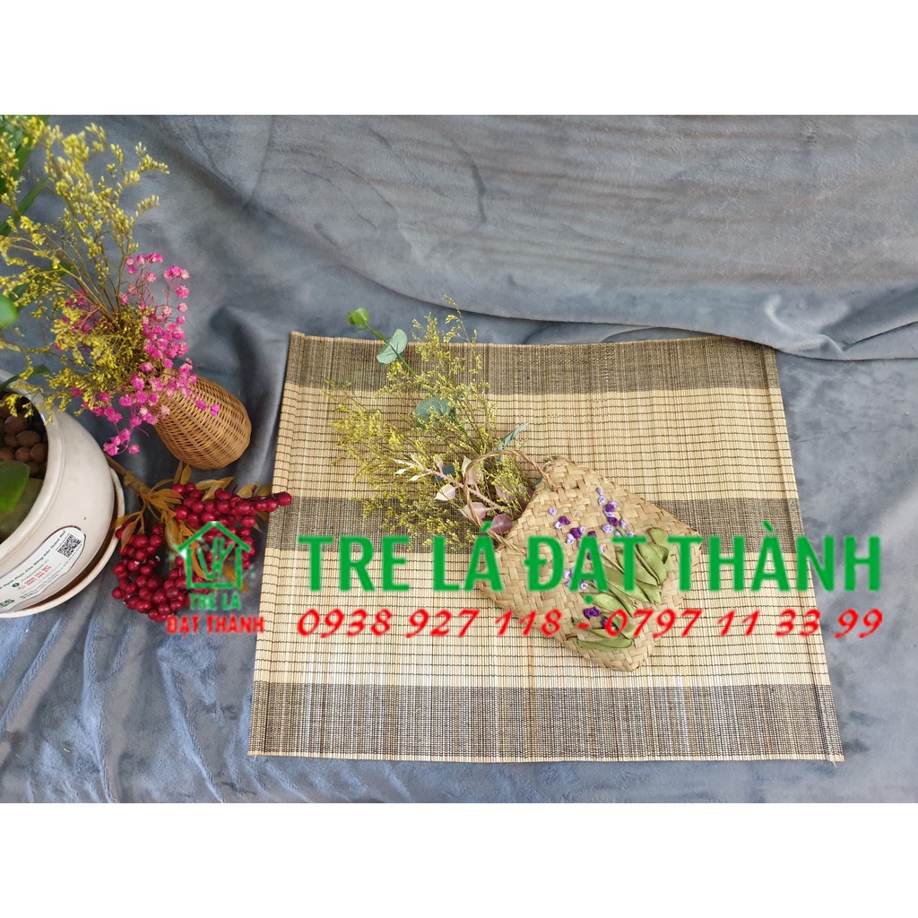 Tấm lót bàn ăn bằng mây tre 5 màu, lót bàn ăn bằng tre, chống trơn trượt phong cách vintage