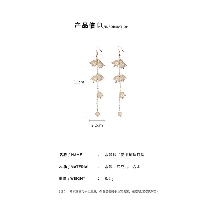 Khuyên Tai Tua Rua Hình Hoa Lan Đính Ngọc Trai Thời Trang Cho Nữ