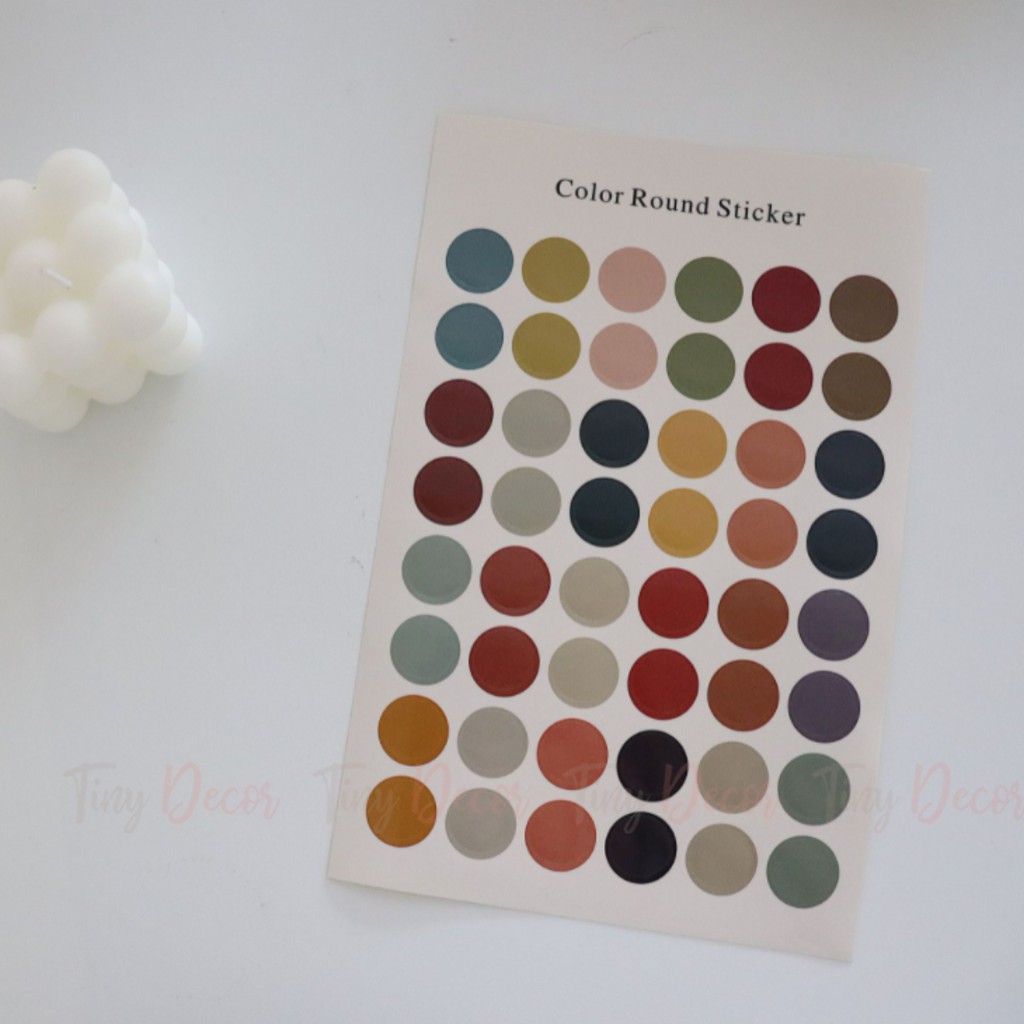 Tấm 48 Sticker Chấm Tròn, Decal Chấm Trang Trí