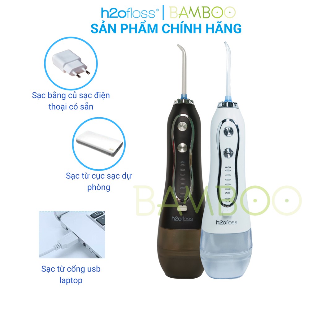 Máy tăm nước h2ofloss HF 6 đầy đủ phụ kiện (túi cầm tay, hộp đựng vòi phun, vòi phun)