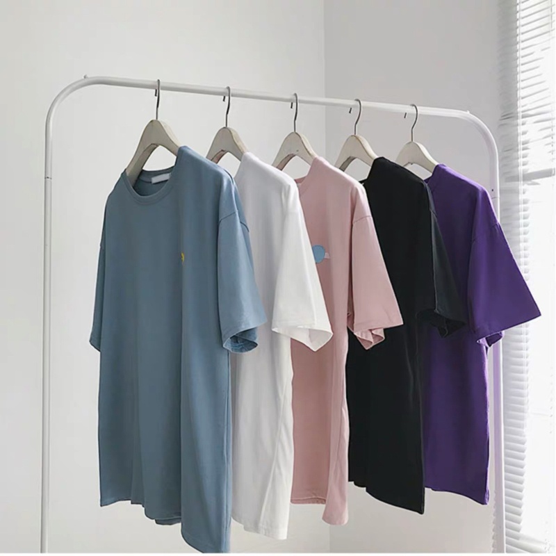 Áo Thun Tay Ngắn Cổ Tròn Thêu Hình Mặt Trăng / Mặt Trời / Đám Mây Phong Cách Harajuku Thời Trang Mùa Hè Cho Nam Và Nữ