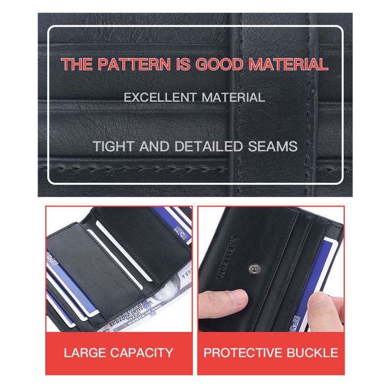 Ví Da PU Dáng Ngắn Gập Đôi Phong Cách Vintage Cho Nam