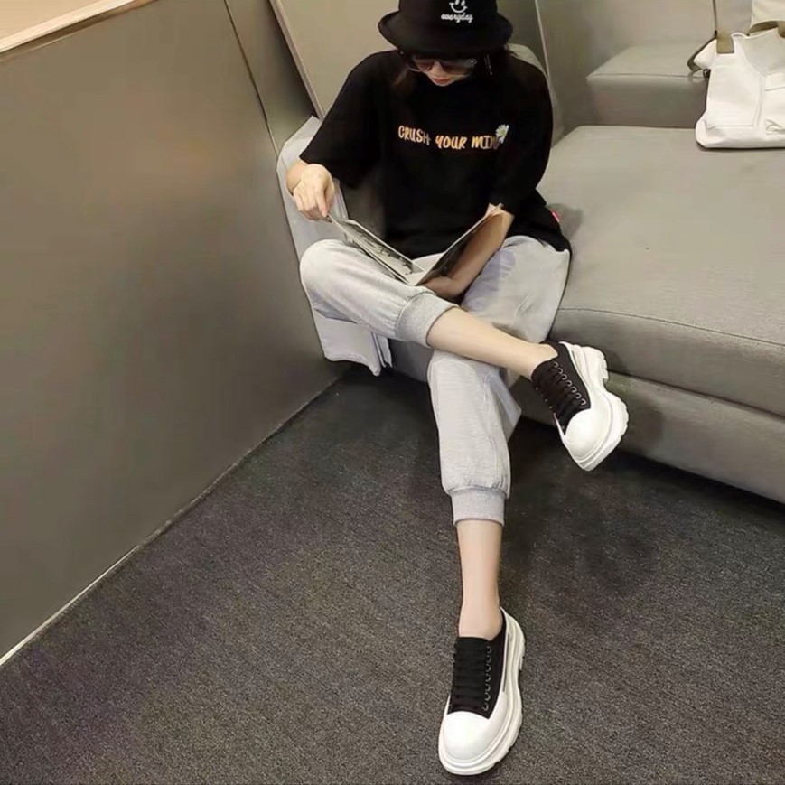 Giầy Seaker Nam Nữ MCP Chunky-Sole Canvas Trainers Thời Trang Trẻ Đế 7cm