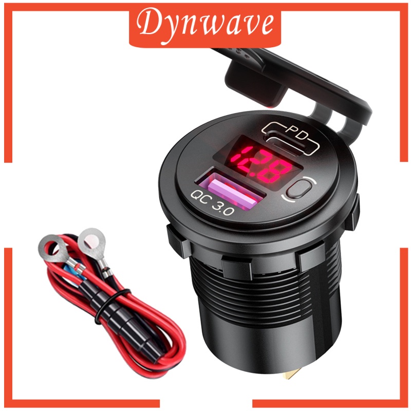 [DYNWAVE] Dual USB Car Charger Quick Charge PD&amp;QC 3.0 Voltage Measure