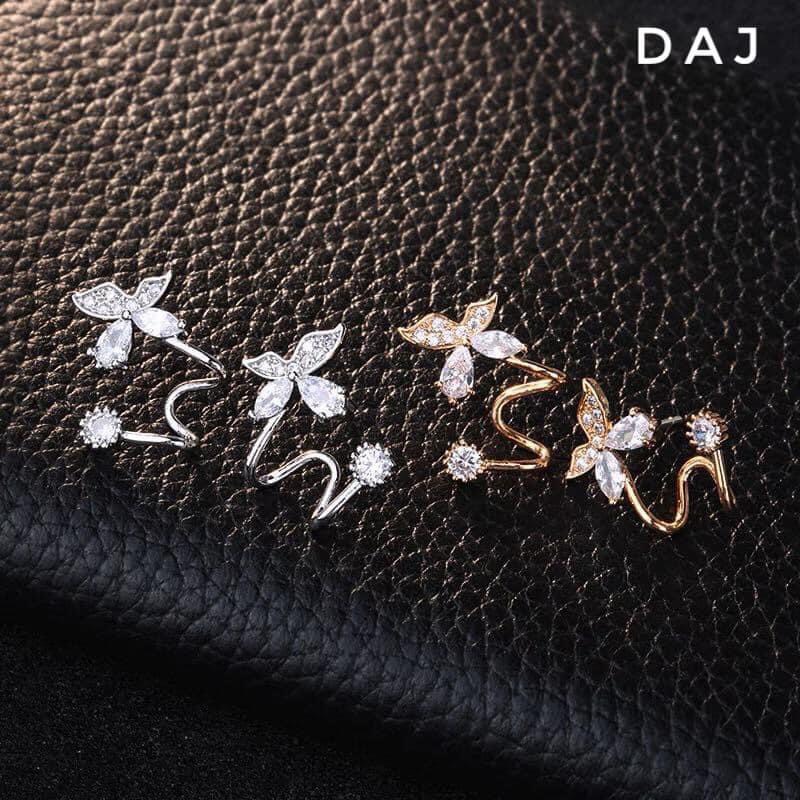 Bông tai nữ bạc thật, khuyên tai kẹp vành hình cánh bướm xinh xắn - Kho sỉ bạc Nhất Linh