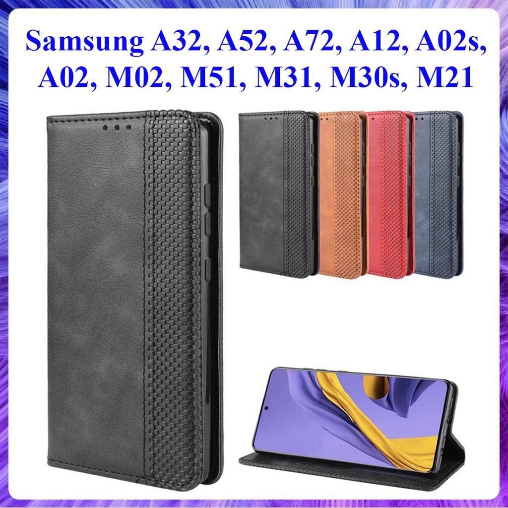 Bao da dạng ví Samsung A32, A52, A52s, A72, A12, A02s, A02, M02, M51, M31, M30s, M21 có nắp gập, ngăn đựng thẻ