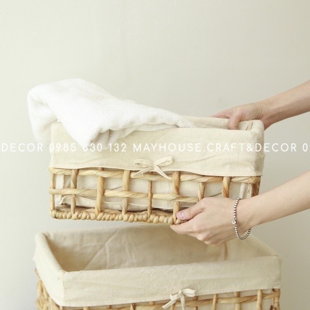 Giỏ lục bình đựng đồ đa năng MAYHOUSE CRAFT&DECOR, đựng quần áo decor nhà cửa, trang trí