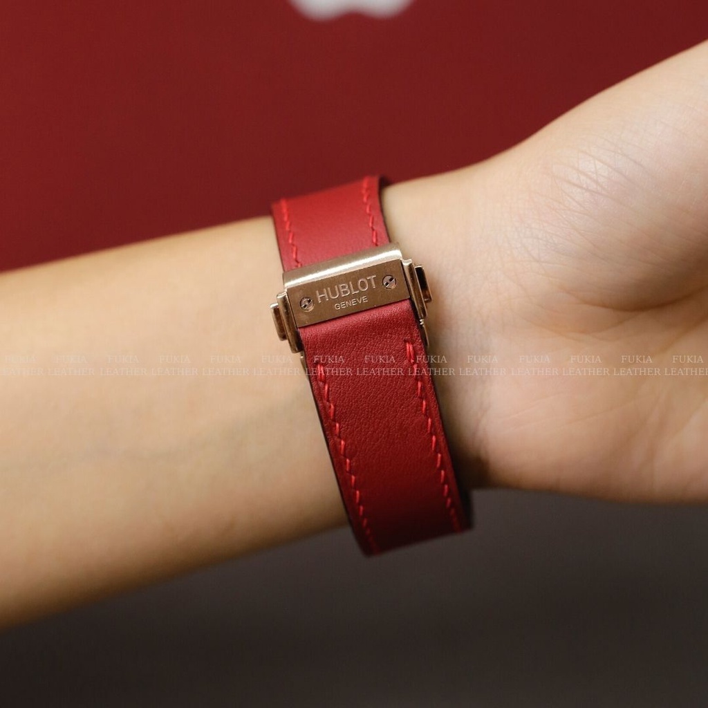 Dây da thủ công Swift Đỏ dành cho Apple Watch, đồng hồ thông minh, đồng hồ cơ
