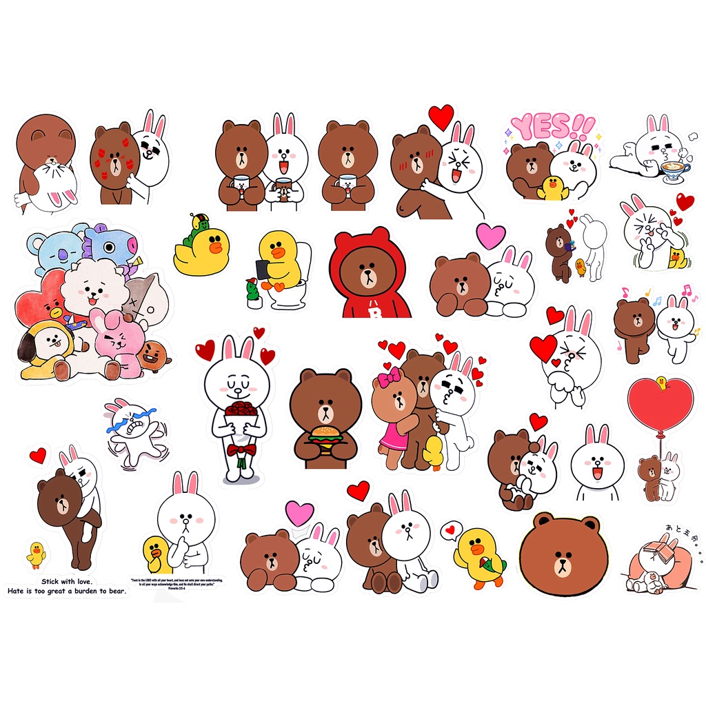 Set 30 hình dán sticker kakaotalk, kakao friends, LINE friends dễ thương trang trí sổ tay, toploader, máy tính